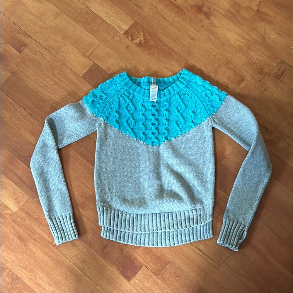 Ivivva Grey and Turquoise Sweater with Textured Knit